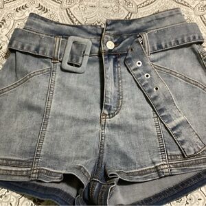 Vanilla Star Light Blue High-Waisted Denim Shorts